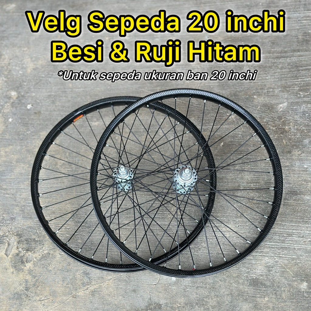 VELG BMX 20 INCHI SETELAN VELG SEPEDA BAN 20 VELG/RIM/PELEK/ BESI HITAM RUJI HITAM KUALITAS MANTAP