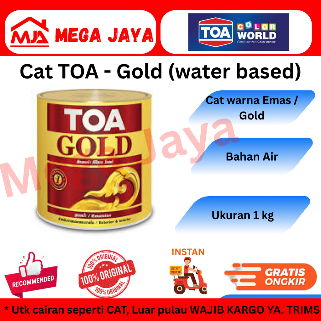 cat TOA gold 1kg 707 cat emas bahan air water based