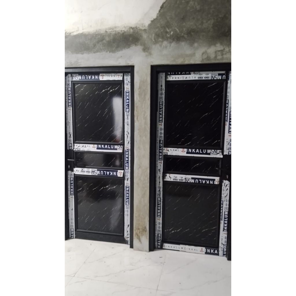 pintu kamar tidur dan kamar mandi aluminium,kusen 3 inch,kaca 5mm