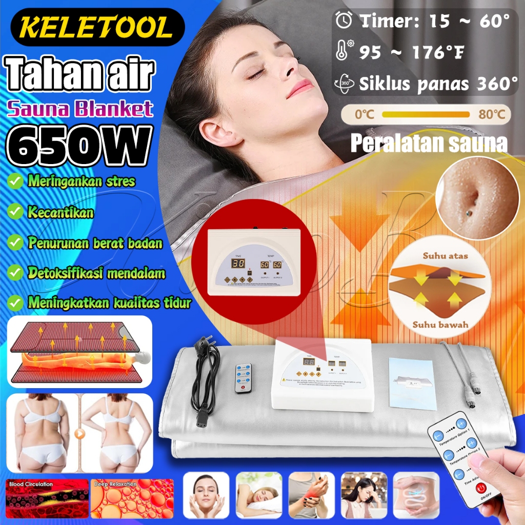 Sauna Blanket 650W Slimming Body Selimut Sauna Pengurus Buang Lemak Detox Alat Pelangsing Tubuh Seli