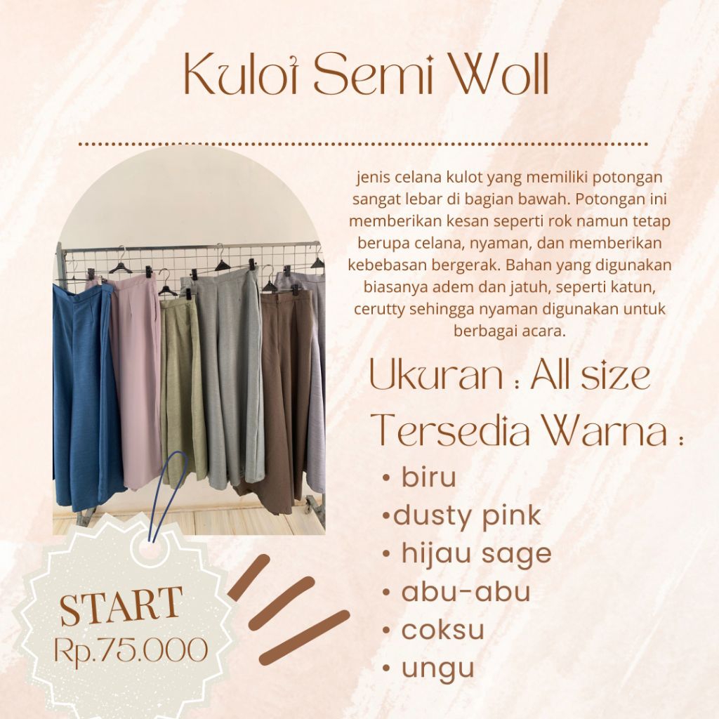 Celana Kulot Semi Wool Wanita