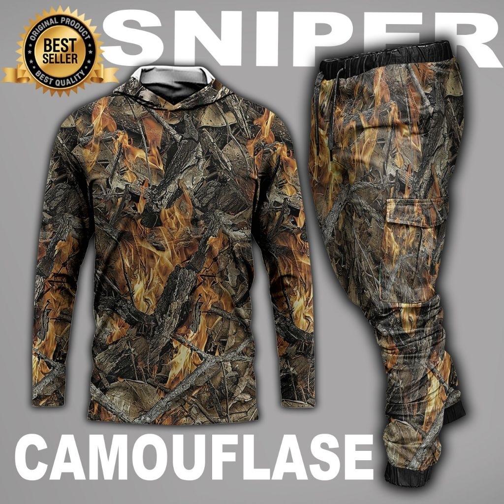 setelan baju camo berburu/1 set pakaian berburu/ 1set baju camo hunting