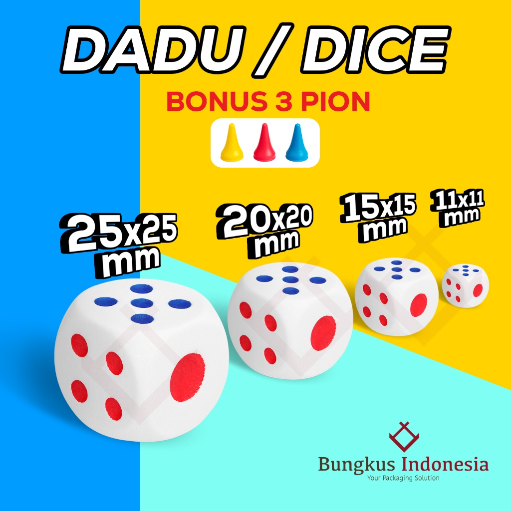 Dadu Ukuran 20x20mm / Dadu Plastik / Dadu Mainan Board Game
