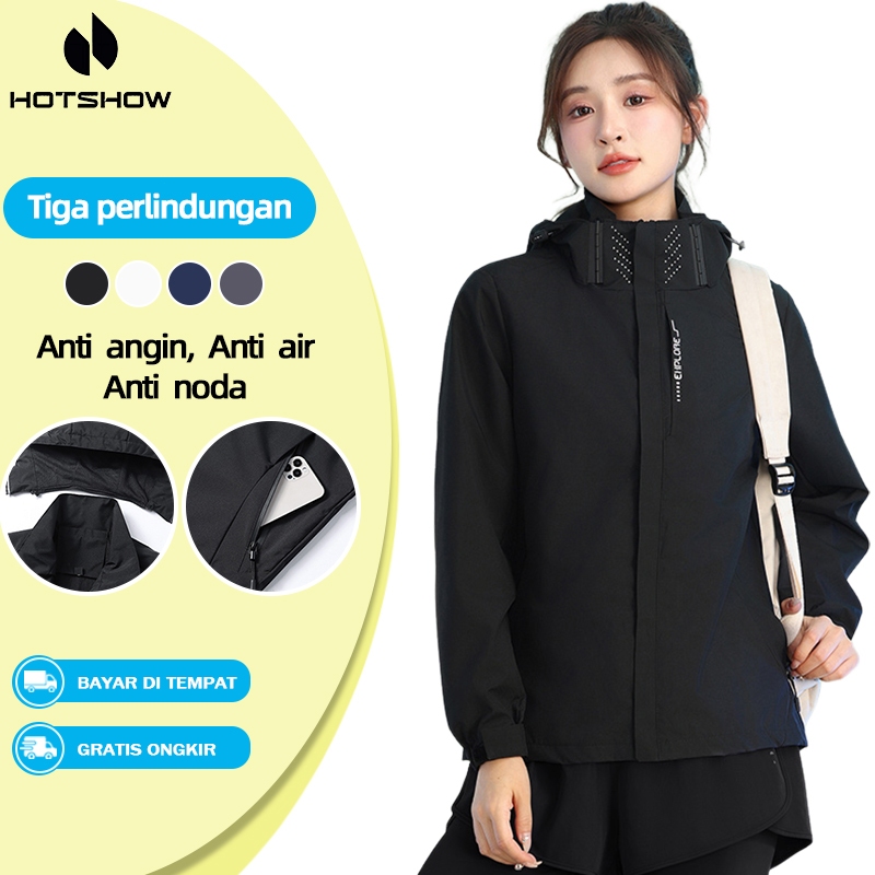 Jaket  Parasut Wanita Jaket Ritsleting Anti Air Anti Angin Jaket Motor