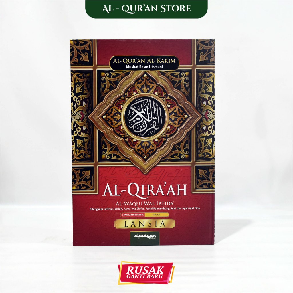 Mushaf Al Quran Al - Qira'ah Alquran Jumbo A3 Warna Tanpa Terjemahan Non Terjemah Super Lansia Tajwi