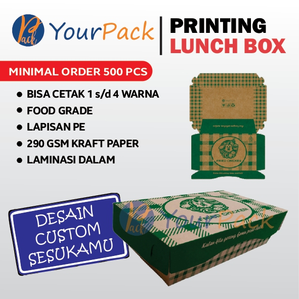 Lunch Box Take Away Box Paper Cetak Custom - Ukuran L