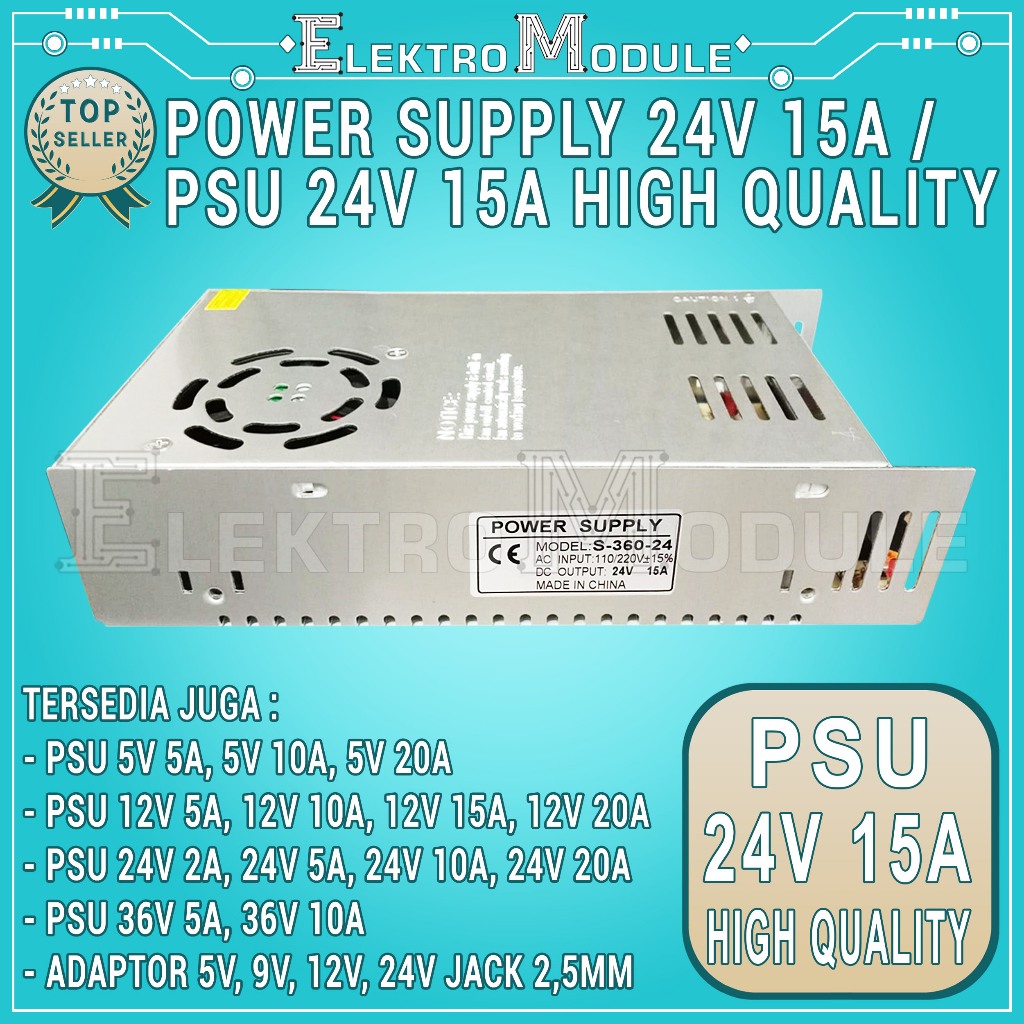 Power Supply 24V 15A Kipas Trafo Power Supply 24V 15A Fan PSU 24V 15A Trafo Adaptor Power Supply 24V