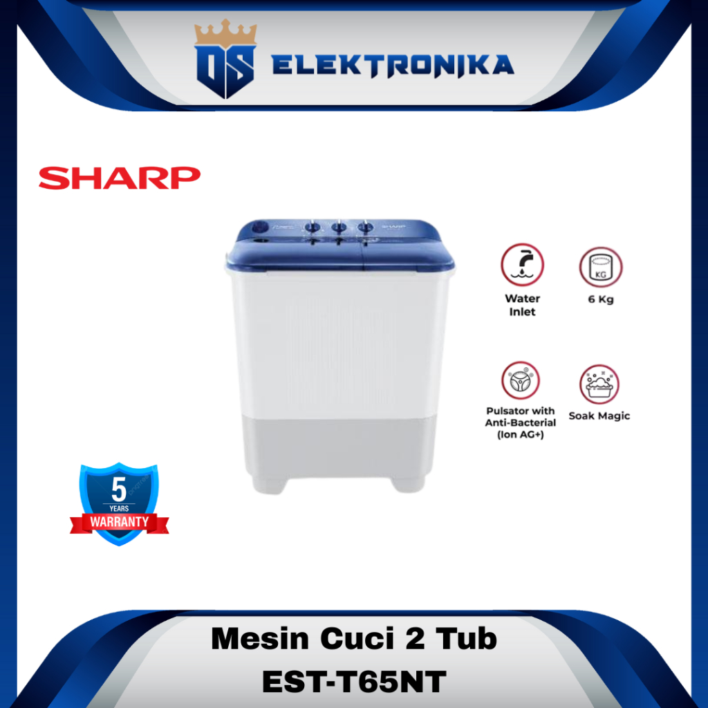 MESIN CUCI SHARP ES-T65NT / 6 KG / ES T 65 NT