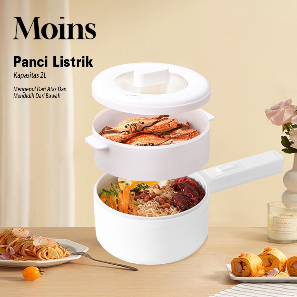 Panci Listrik Multifungsi 2L Lapisan Keramik Anti Lengket Panci Elektrik Dengan Steamer