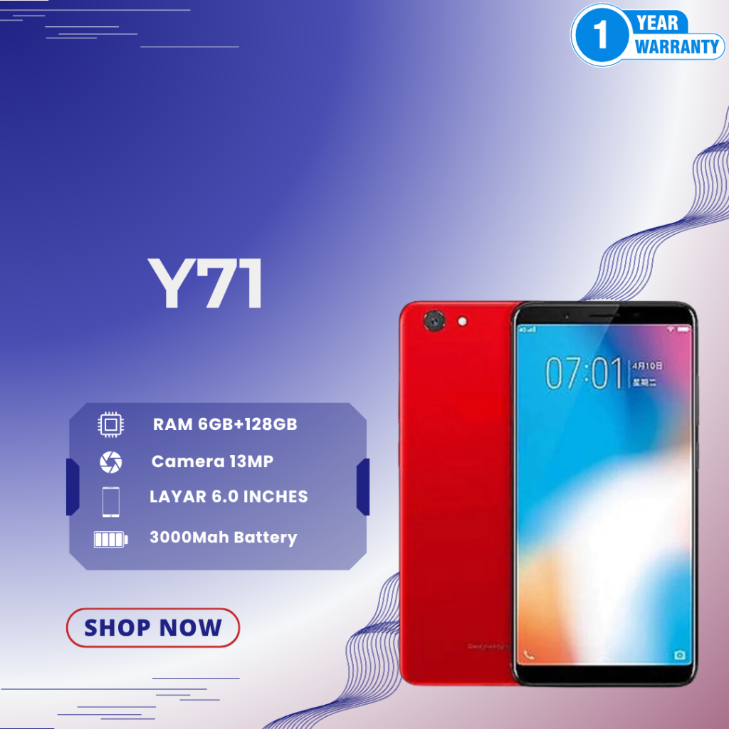 HP SMARTPHONE ADROID VIVO Y71 RAM 6GB/128GB GARANSI 12 BULAN