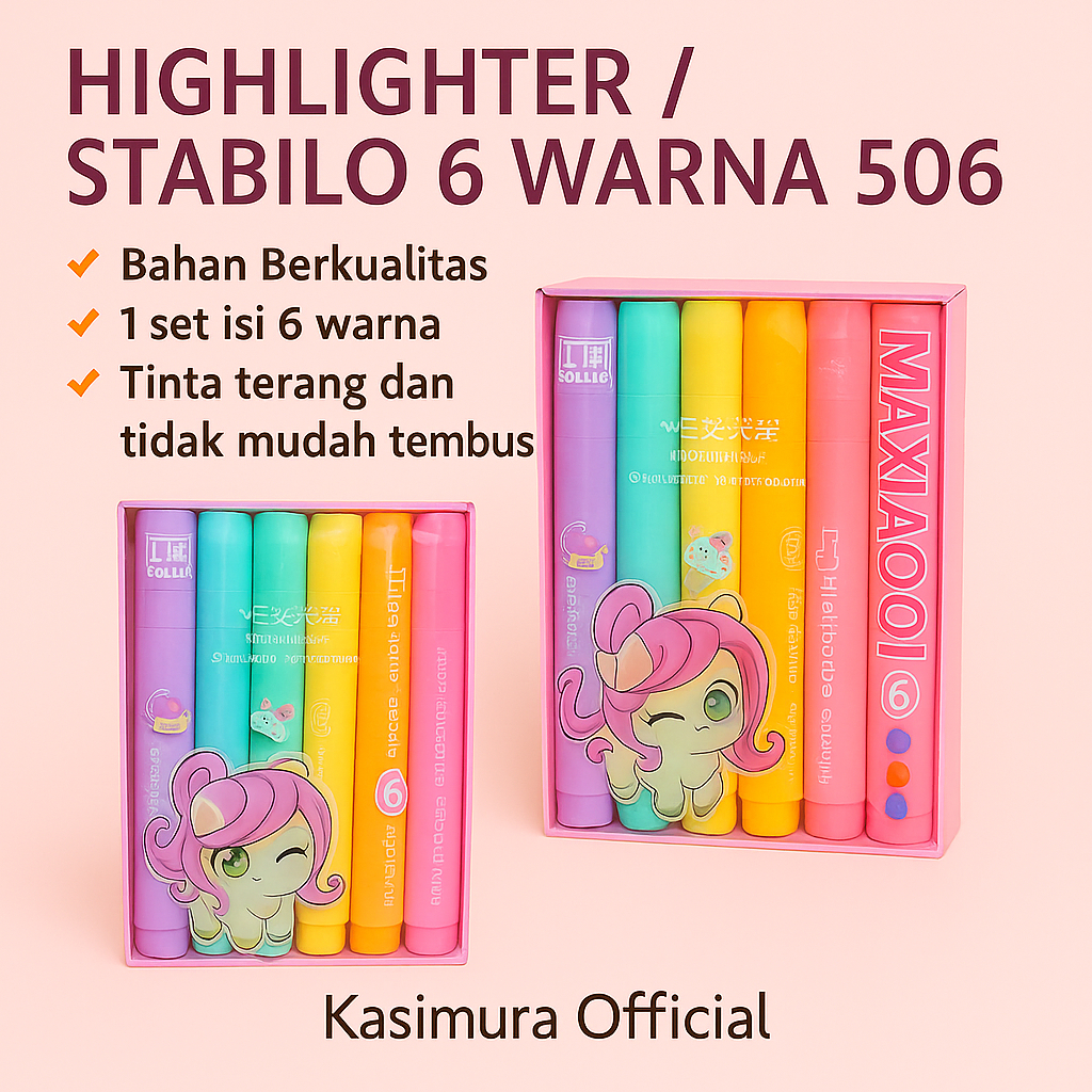 STABILO 6 WARNA 506 / HIGHLIGHTER / STABILO SEKOLAH / STABILO WARNA PASTEL / STABILO BERWARNA / STAB