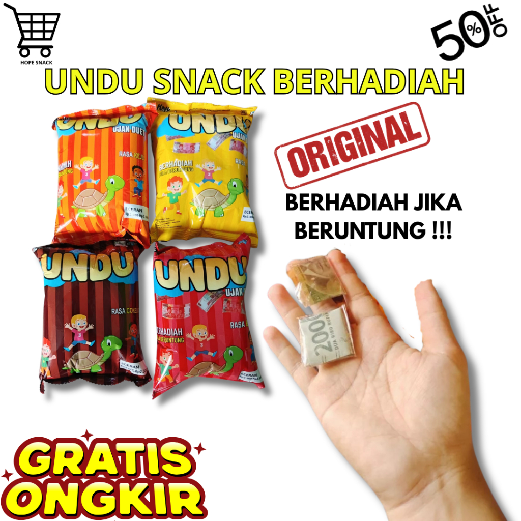 SNACK UNDU ORIGINAL BERHADIAH ISI 10 PCS UNDU| BOCIL| EP EP| DO'IT| SUMBOO