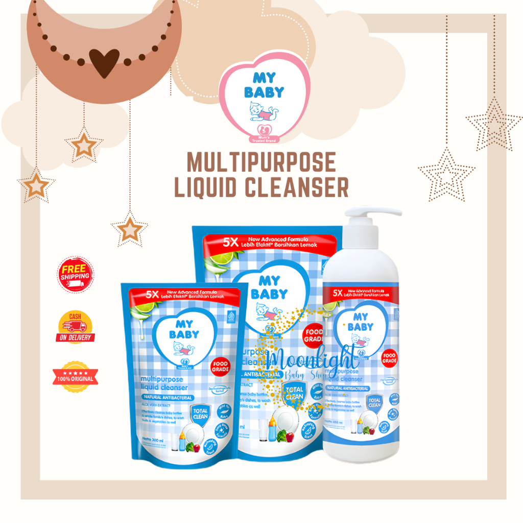 MY Baby Multipurpose Liquid Cleanser Natural Antibacterial - 450ml Botol | 300ml & 700ml Reffil
