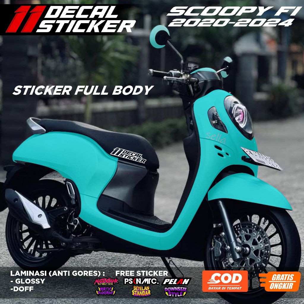 COD Decal Stiker Scoopy Polos Reques Sesuai Nama Bukan Scotlet 2021-2024