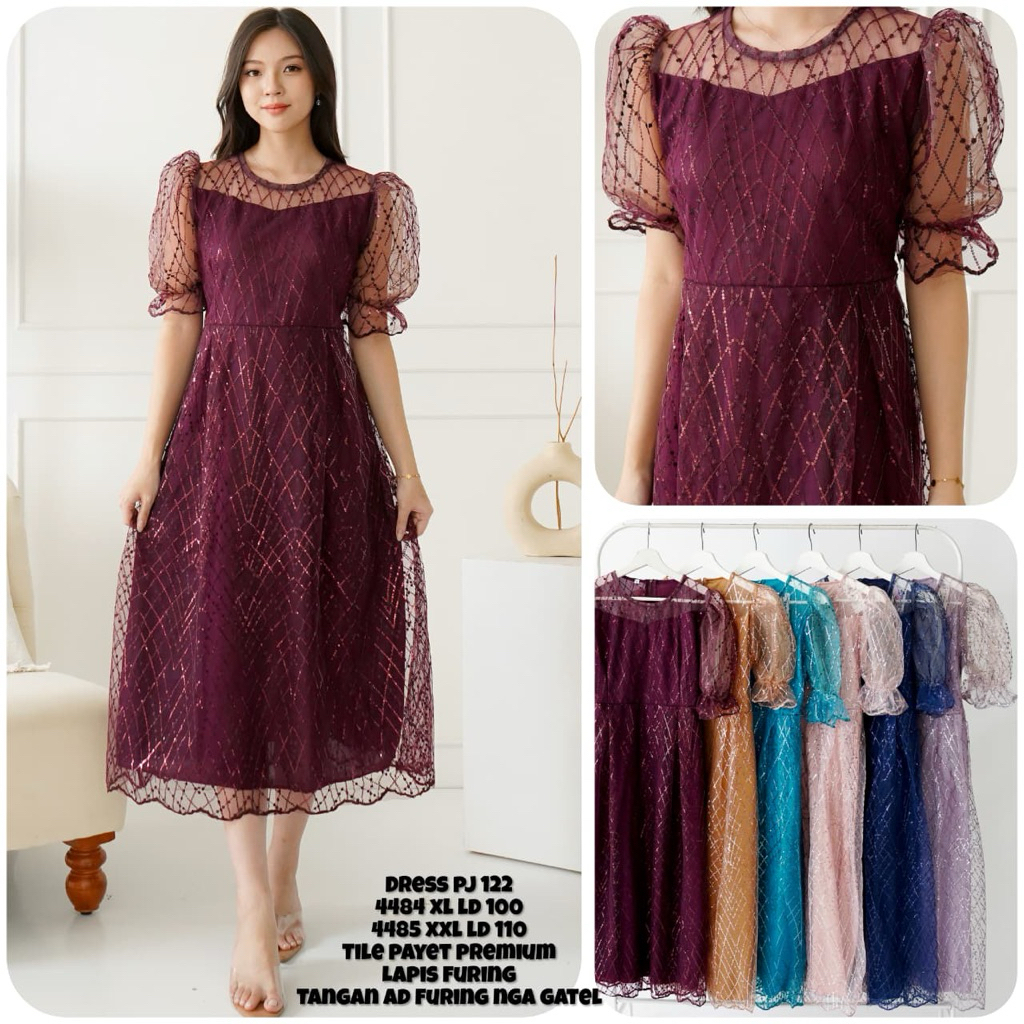 Dress Natal, Gaun kondangan, dress gereja Tile Premium Cantik