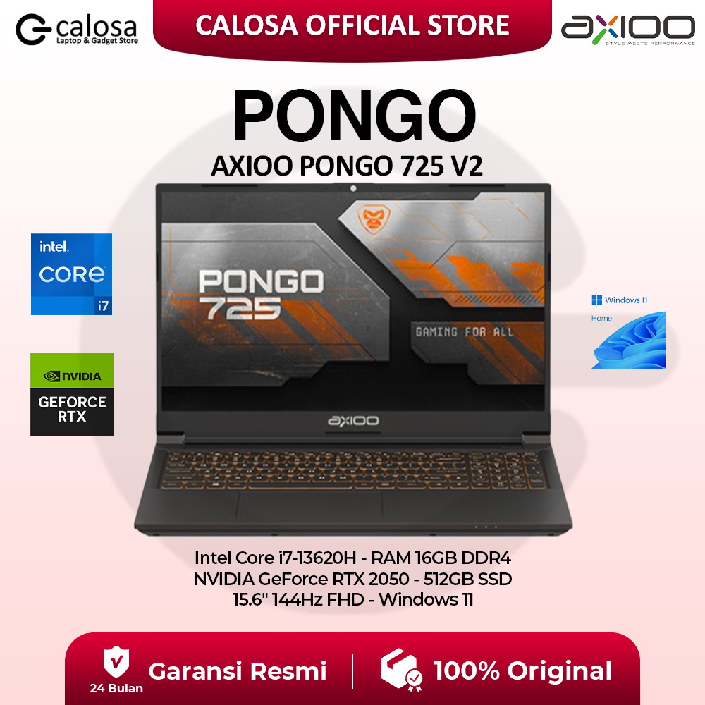 LAPTOP GAMING AXIOO PONGO 725 PONGO 725 V2 Intel Core i7 13620H RAM 16GB SSD 512GB NVIDIA RTX2050 RT