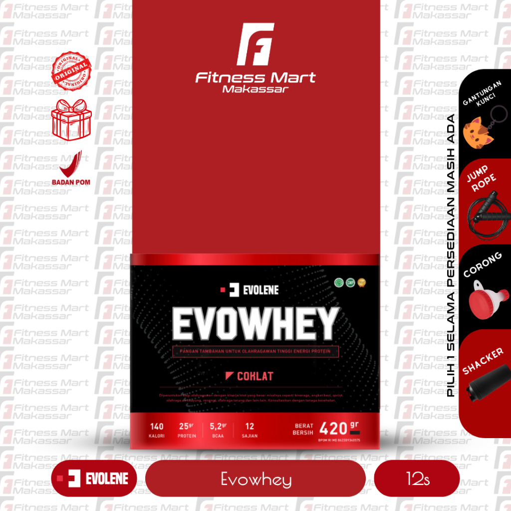 EVOLENE EVOWHEY 12 SACHET / SASET , HALAL, BPOM, LABDOOR, GMP, HACCP, ISO, SUSU WHEY PROTEIN