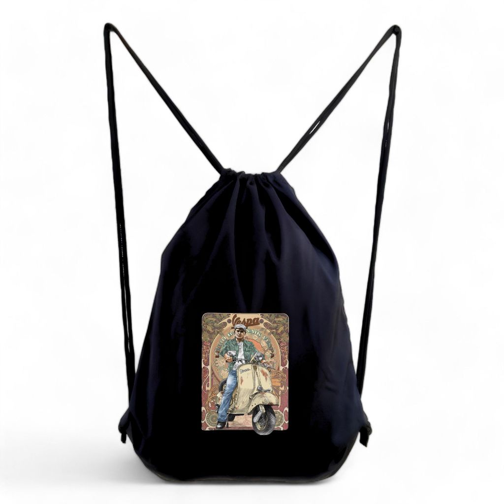 VESPA Stringbag tas ransel serut bahan kain tas futsal olahraga || Kiiyoomi ||