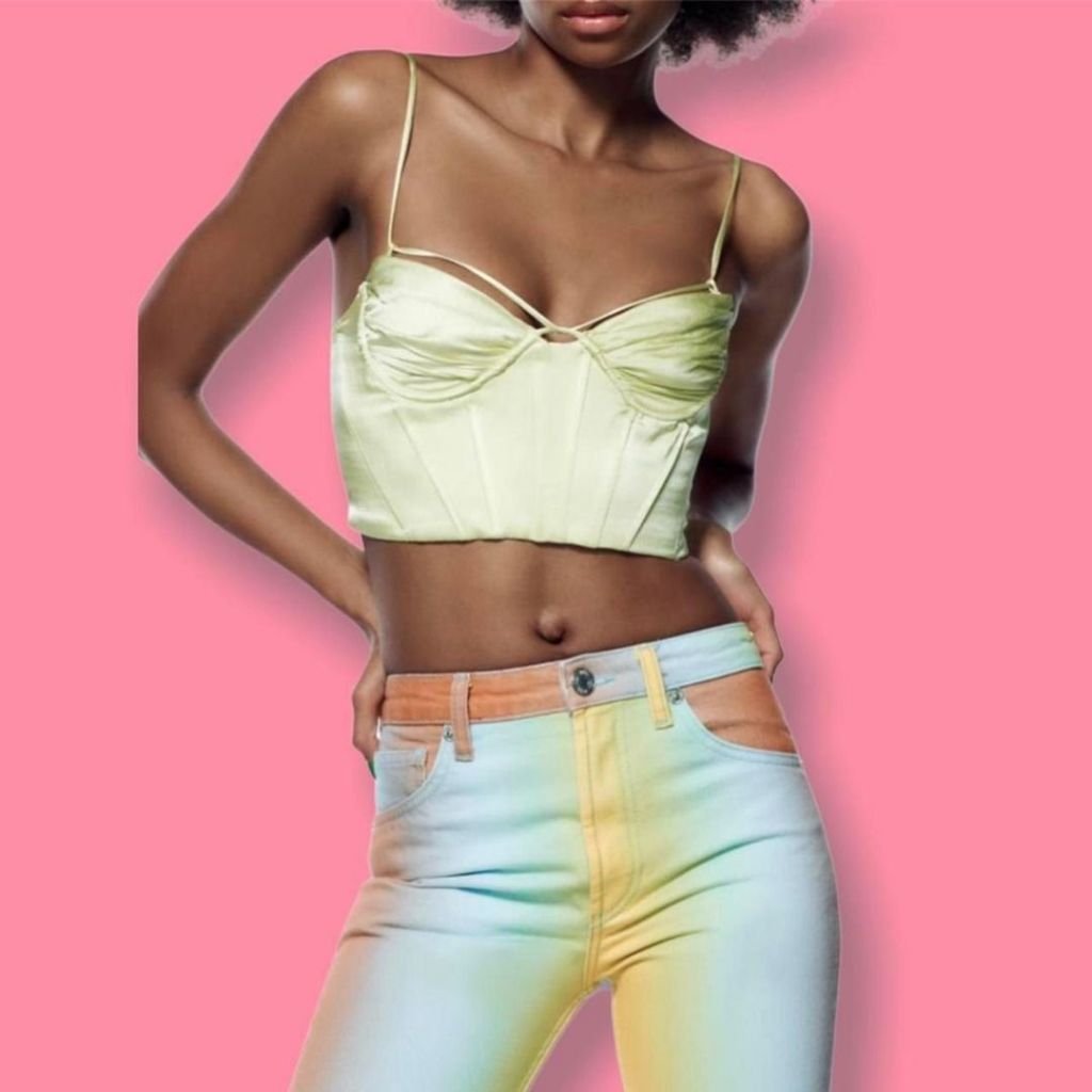 ZARA SATIN EFFECT CORSET TOP