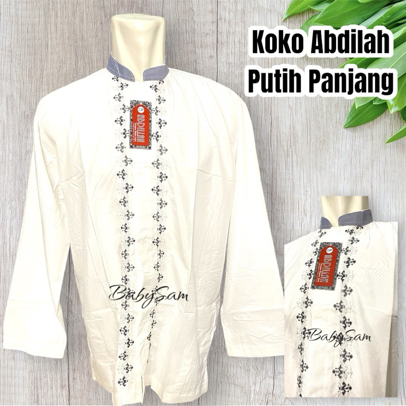 Baju Koko Merk Abdillah Pria Dewasa Putih Lengan Panjang
