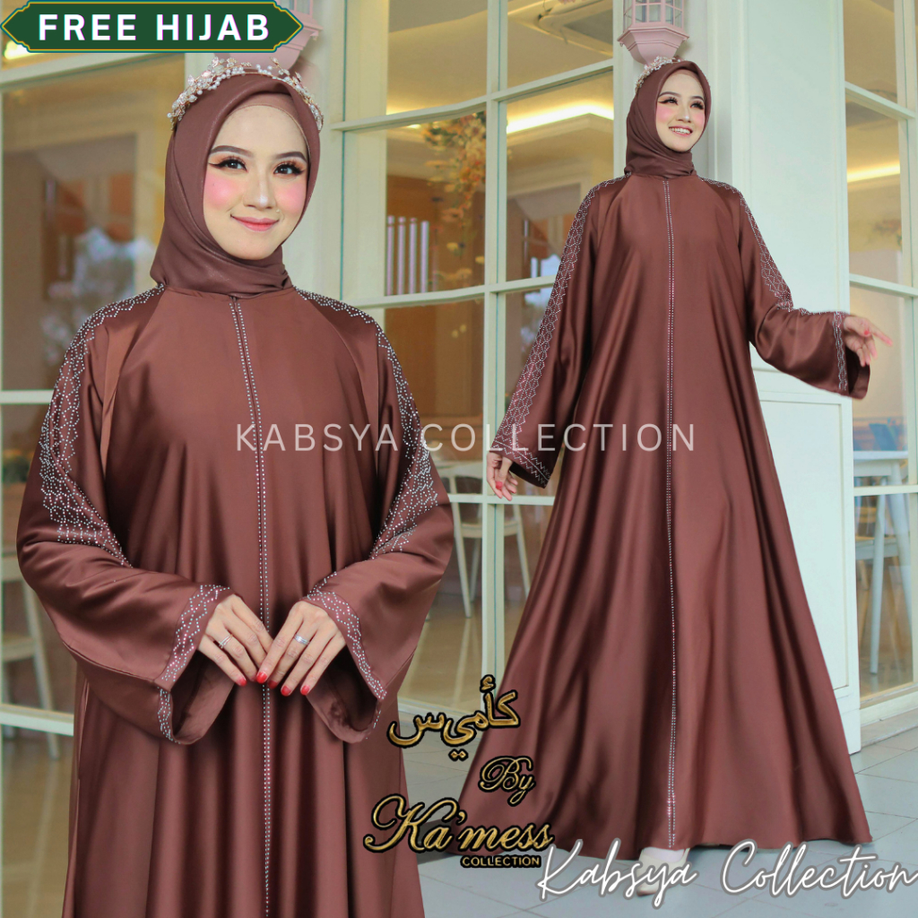 Instant COD - Abaya Elegan Mewah Berpayet Dinar Gamis Saudi Bahan Bamboo Silk / Abaya Saudi Ka'Mess 