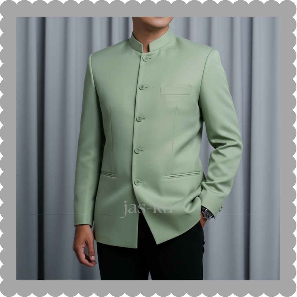 JAS-KU | JasKo Pria Polos Warna Sage Terbaru Blazer Semi Koko Kekinian