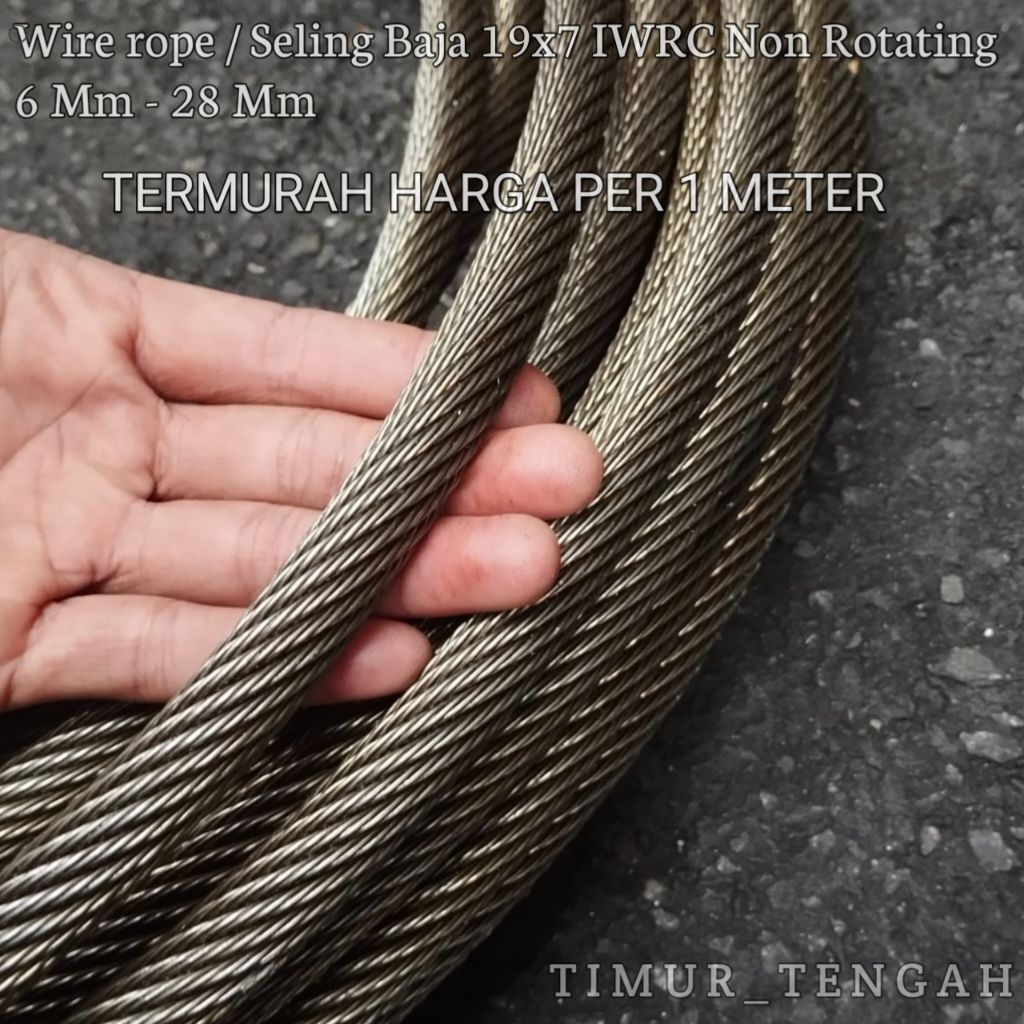 Wire Rope Seling Baja 19x7 Non Rotating 16 18 19 20 22 24 Mm Sling Untuk Hoist Crane Non Rotasi