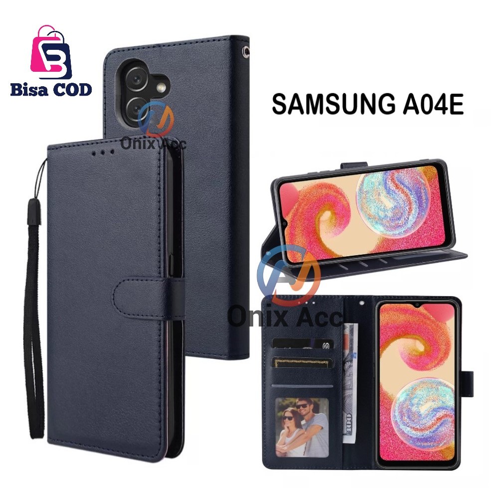 SAMSUNG A04E Leather Wallet Flip Case -  Casing Dompet HP Kulit