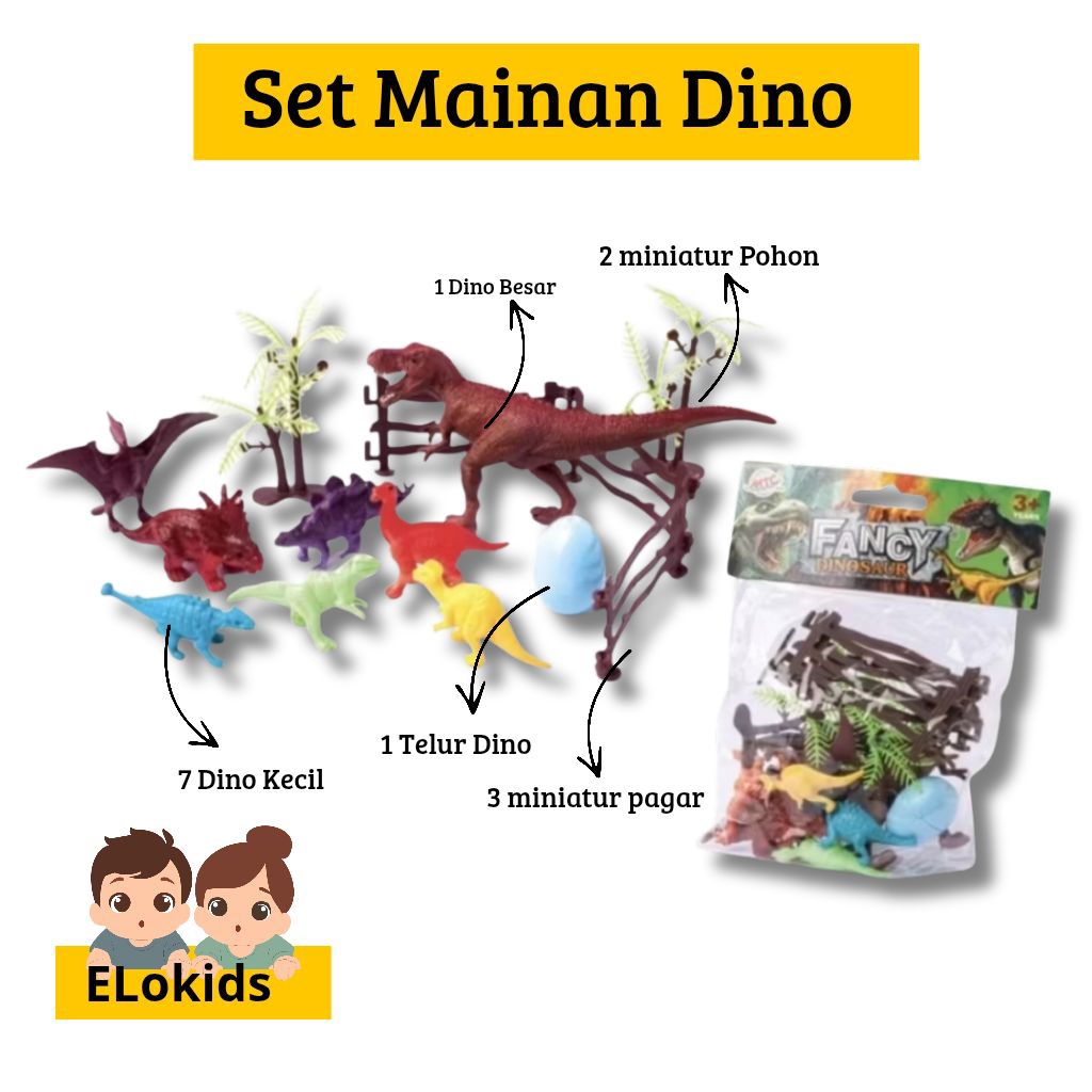 Mainan Set Dinosaurus Mini | Figur Dinosaurus Anak Edukatif | Sensory Play | DIY Dino World