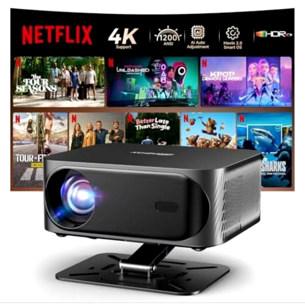 T08 wifi Proyektor 8k UHD Highbright 900 ANSI 360° Proyeksi Putar Android 12/8W*2