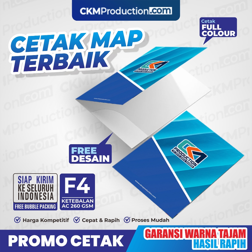 Cetak Map Folder Folio Ac260gr Full Color Laminasi Doff/Glossy
