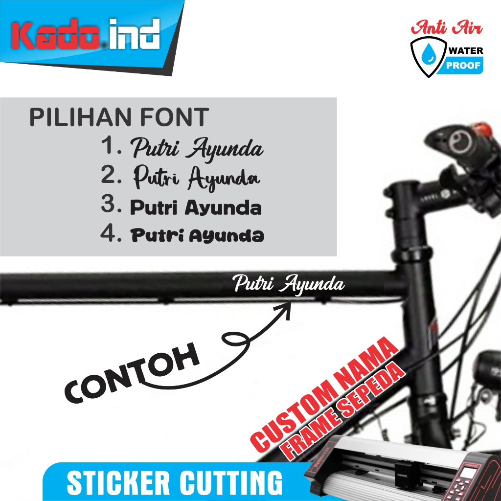 Stiker Custom Nama Frame Sepeda / Sticker Signature Tanda Tangan / Stiker Kostum Nama  Frame Sepeda 