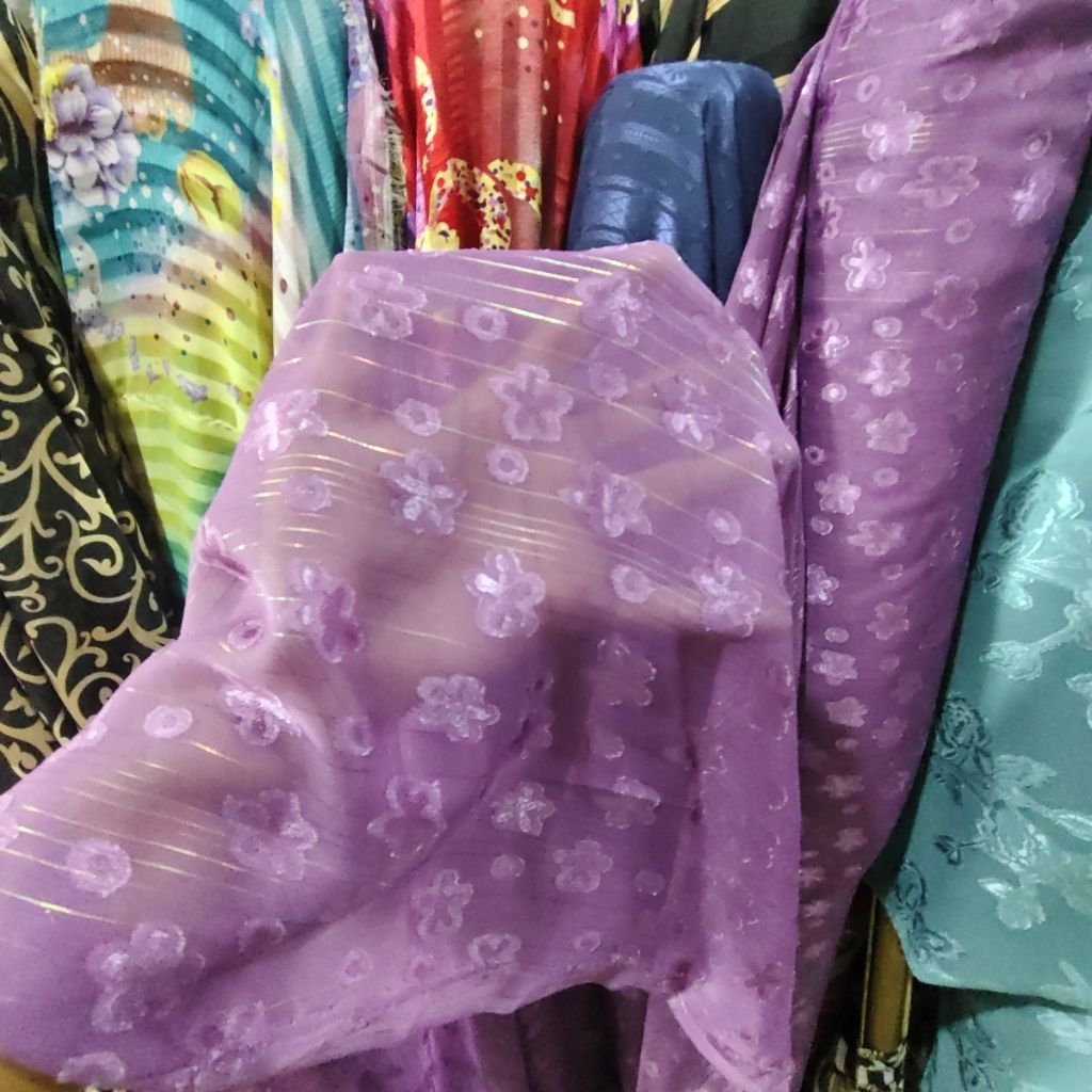 KAIN SIFON URAGIRI PREMIUM WARNA LAVENDER TUA - KAIN SIFON RUBIAH POLOS - KAIN SIFON HARGA/0,5M