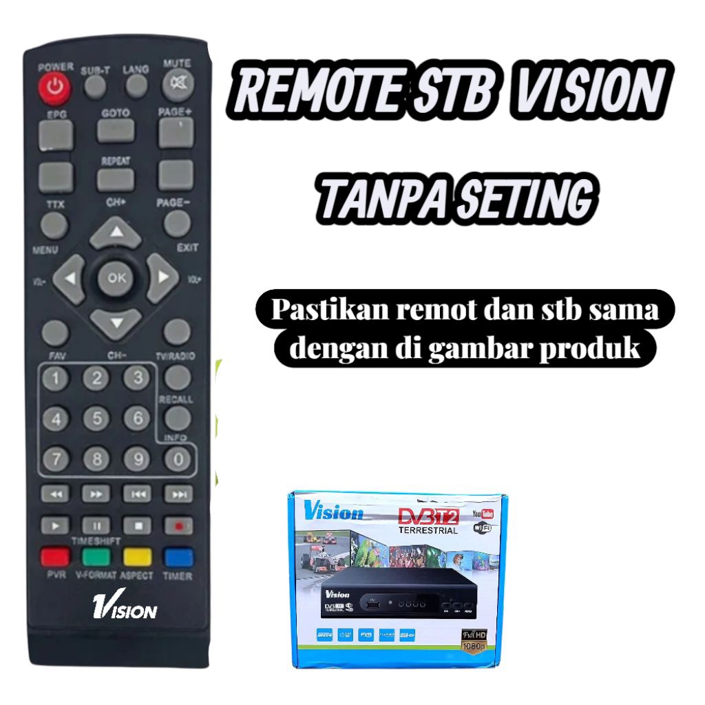 Remote stb vision tanpa seting/Remot set top box vision