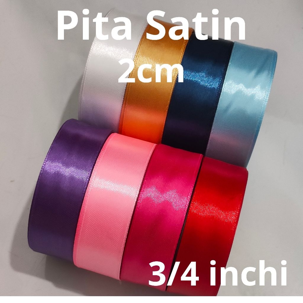 3 Meter Pita Satin ukuran 3/4 inchi 2cm ll Pita Satin Kain Meteran