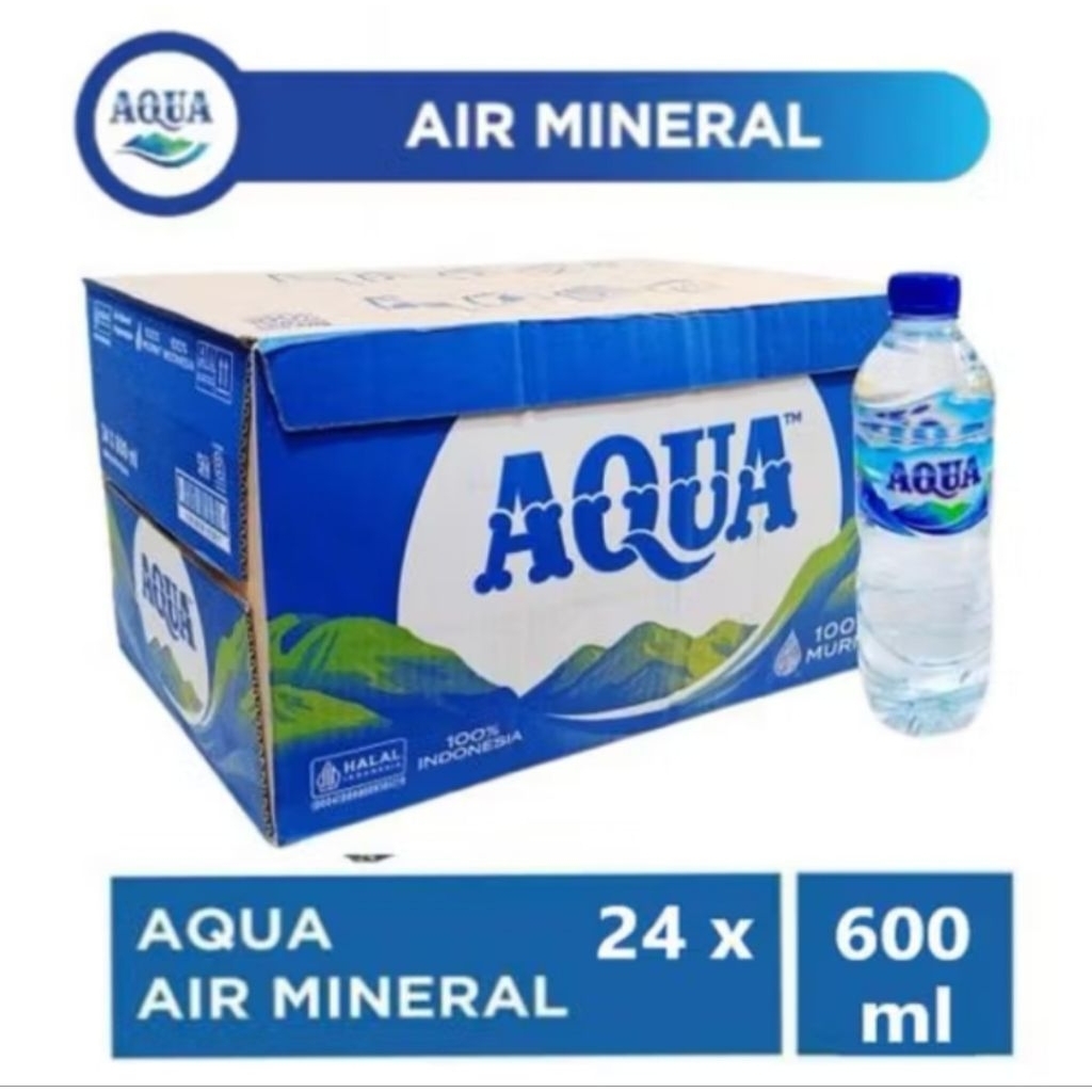 Air Minum Mineral Aqua Botol 600ml 1 Dus