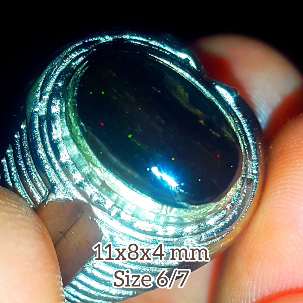 Cincin Batu Black Opal Sempur Ruyung Full Jarong Natural
