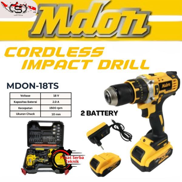 MESIN BOR MDON 18TS Cordless Drill Impact Drill 18V BATERAI BESI BETON