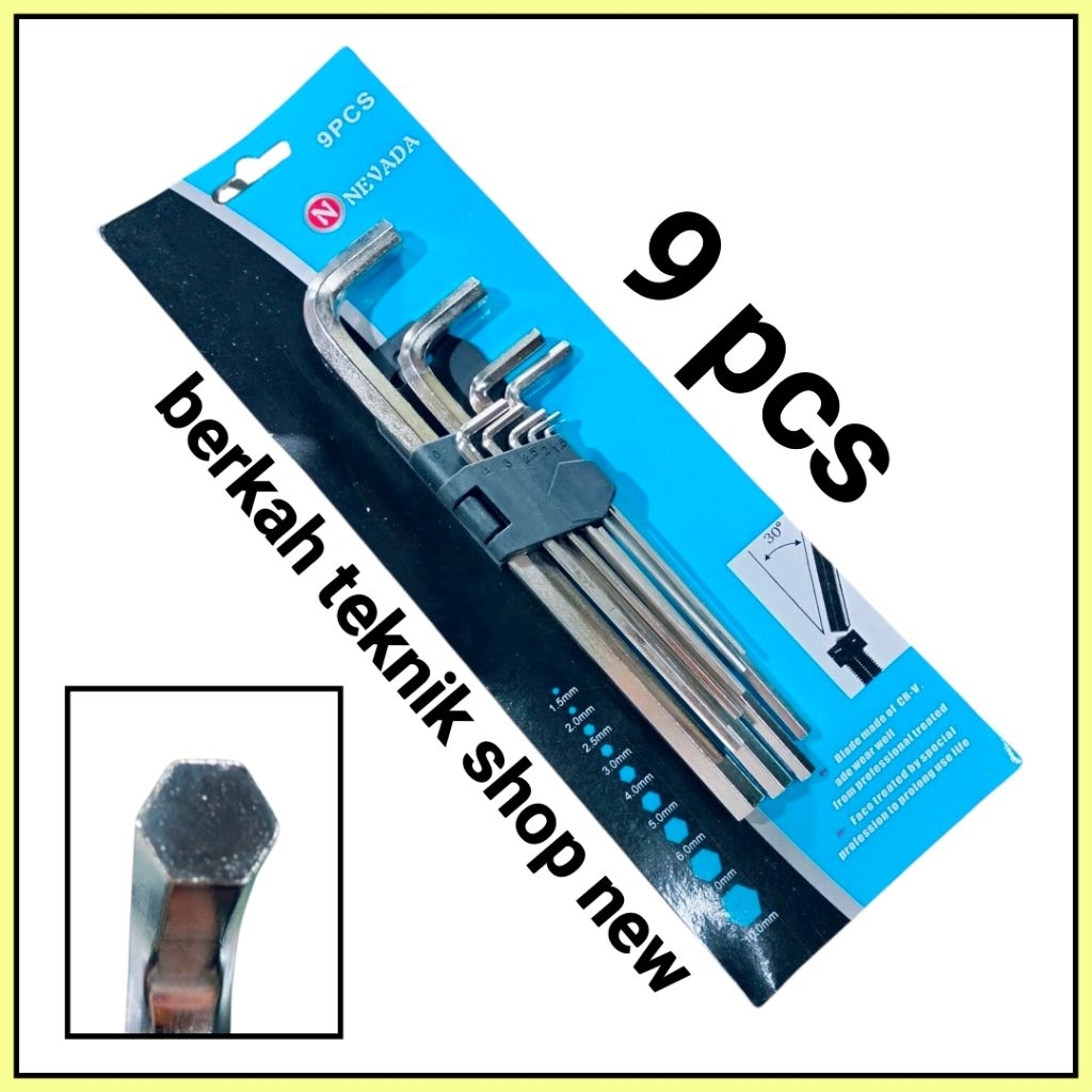 KUNCI L SET PANJANG 9 PCS NEVADA (plat-plat) kunci sock L T Y  obeng