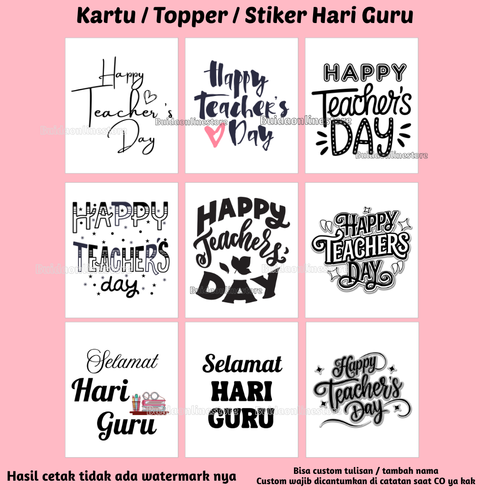 Stiker / Kartu Ucapan / Topper Selamat Hari Guru Happy Teacher's Day Sticker Label Kemasan Kado hadi