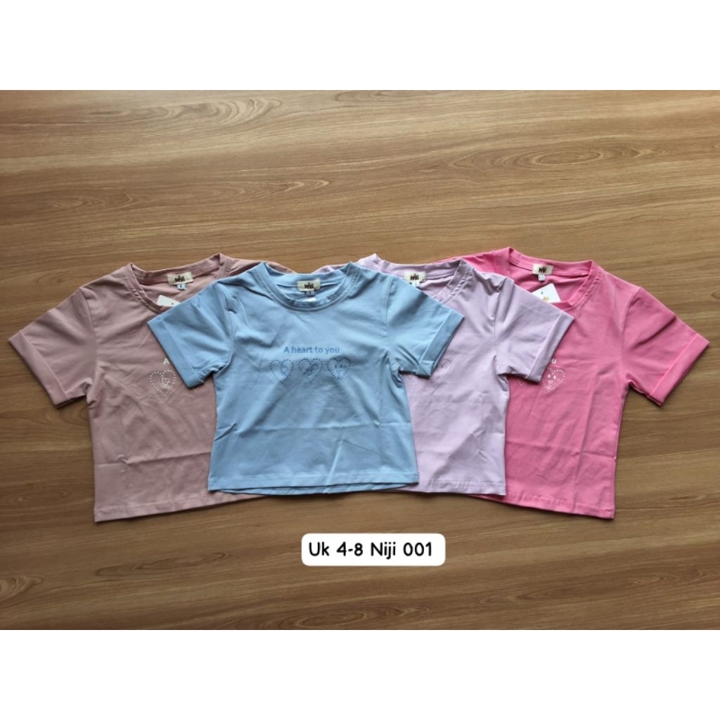 Baju Kaos Crop Top Anak Perempuan Premium 4 - 7 Tahun