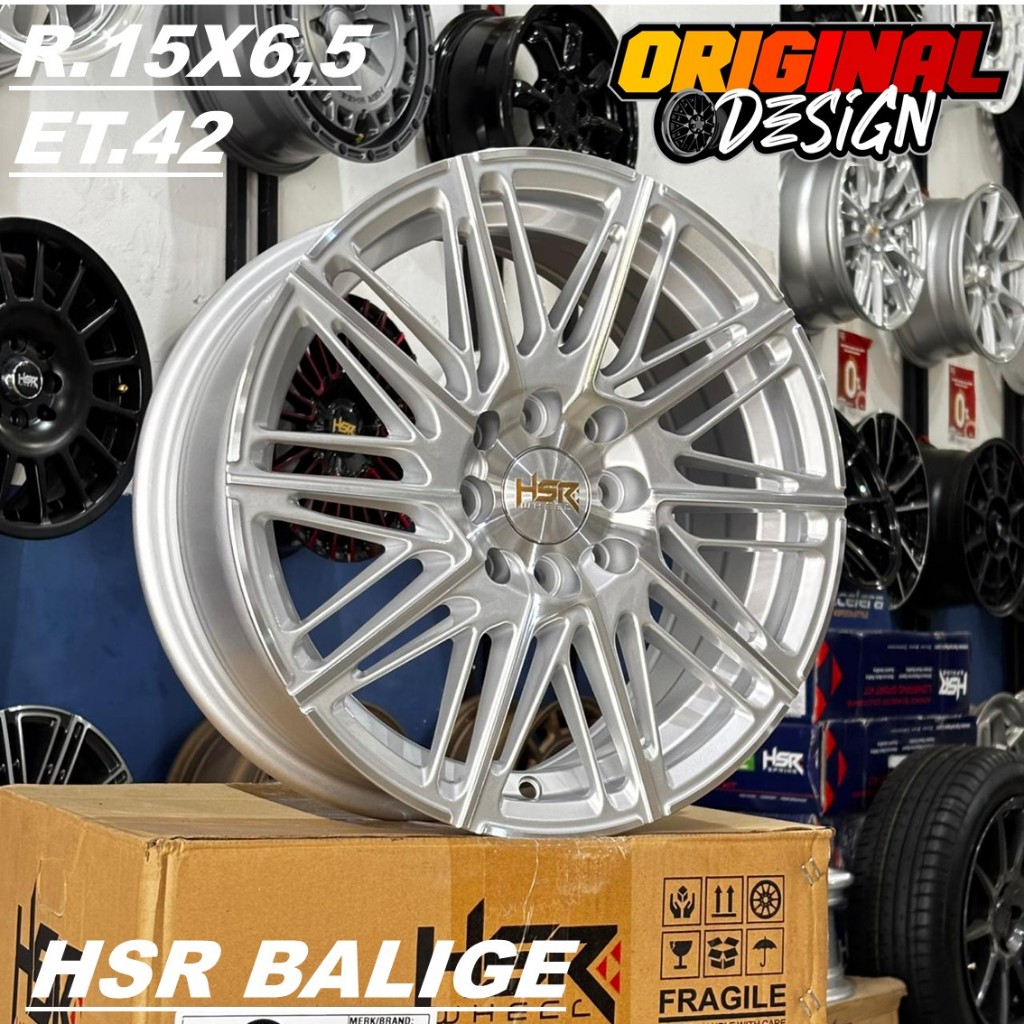 Velg Mobil Ring 15 Warna Silver Polis Lubang 4 HSR BALIGE R15