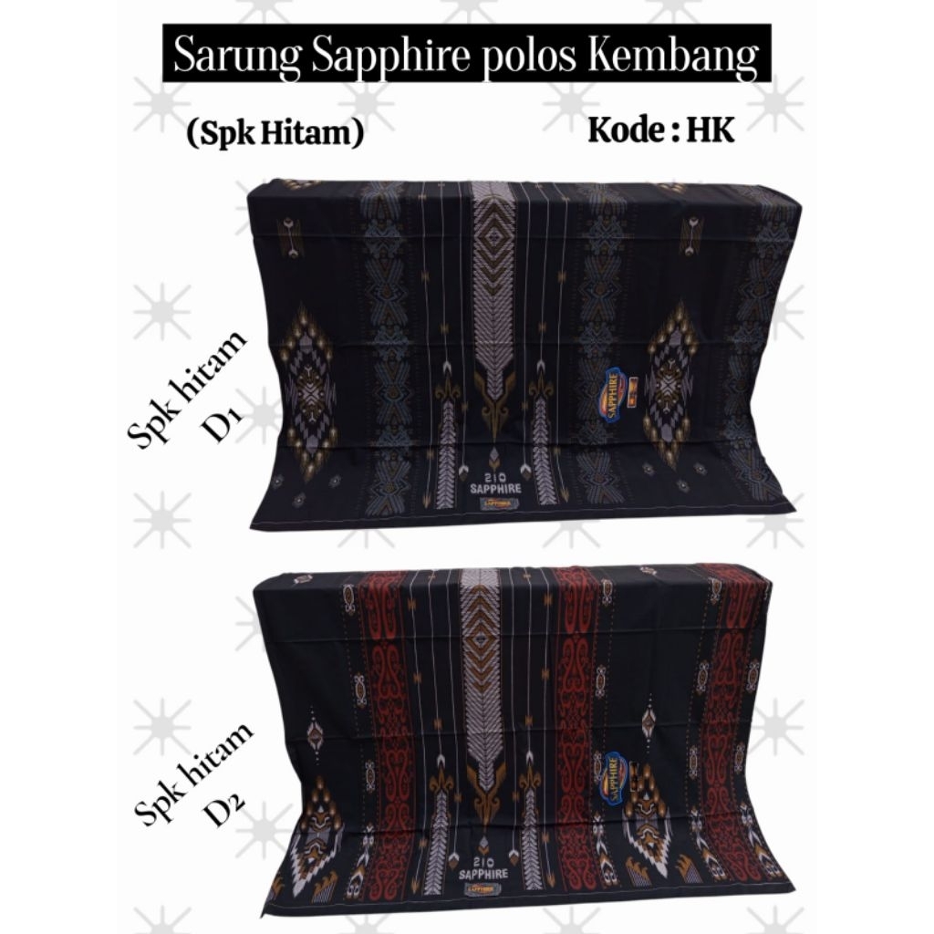 Sarung Sapphire Hitam Motif SPK Sarung Polos kembang Premium