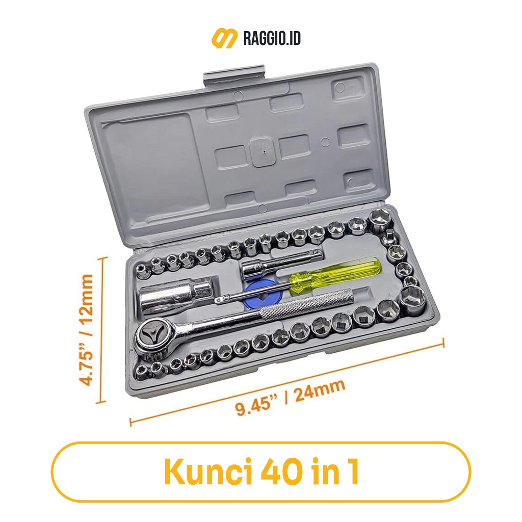Set Kunci Sok Kombinasi 40pcs – Alat Bengkel Komplit | Kunci Serbaguna Otomotif