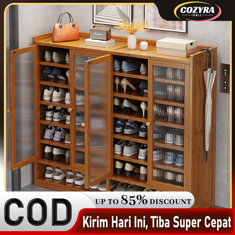 ​Lemari Sepatu Kayu Tertutup Minimalis - Penyimpanan Rapi & Anti Debu untuk Rumah Mungil | Desain Se