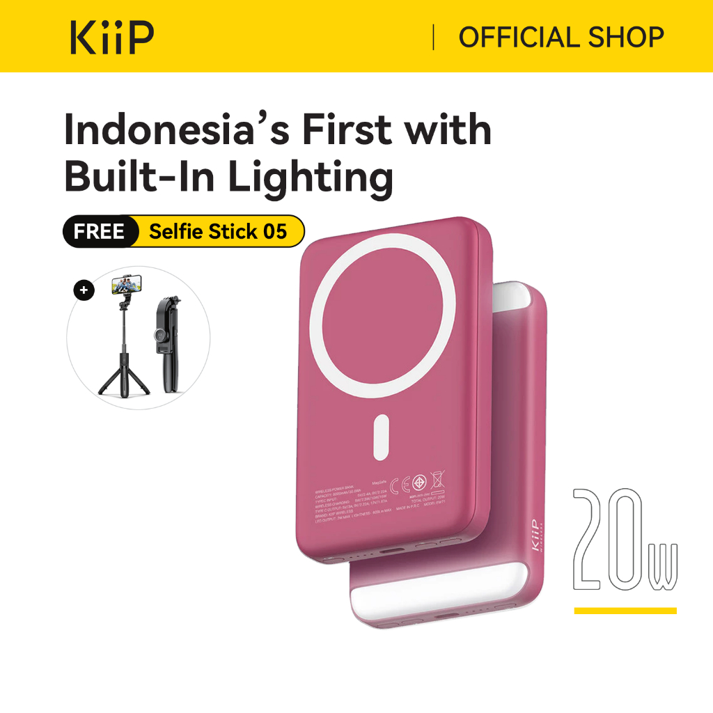 KiiP Wireless EW71 Powerbank Dual Magnetic Fill Light Fast Charge 20W