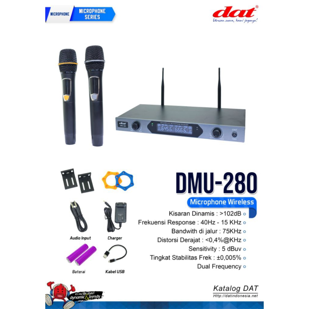 DAT DMU-280 – Mic Wireless UHF, Dual Mic, Body Metal