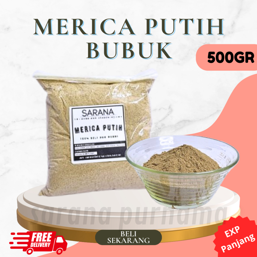 Merica Putih Bubuk Asli Murni 500 Gram  / Merica Powder Rempah Bubuk / Bumbu Dapur Bubuk Lengkap