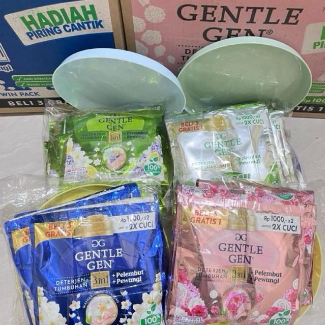 Paket 32 Sachet Gentle Gen Deterjen Cair Free 2 Piring Plastik