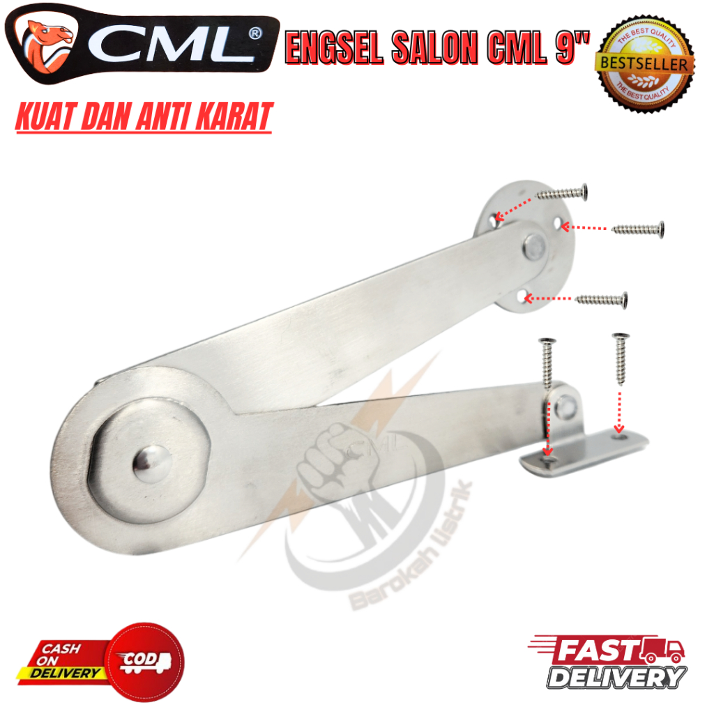 Engsel Salon 9" CML Stainless Steel / Engsel Salon Jendela 9 inch CML / Sikutan Jendela / Penahan Je